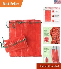 100-Pack 11"x18" Red Mesh Produce Bags - Breathable 10 lb Storage Solution