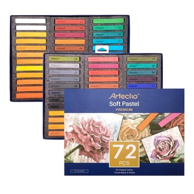 Artecho 72pcs Soft Pastels, 70 Colors 72 Count (Pack of 1), Multicolor 