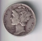 1945-P MERCURY DIME 10¢ PHILADELPHIA 90% SILVER COIN UNITED STATES MINT