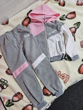 Girls Winter Hoodie Joggers Set Warm Tracksuit Fleece Lined Age 9-10 Yrs New