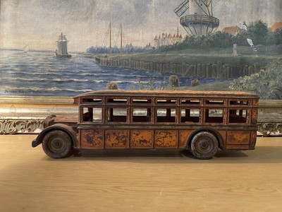 Arcade Co Toy AFC Cast Iron Orange Coach Touring Bus Dual Wheels Large 11.5x3.5