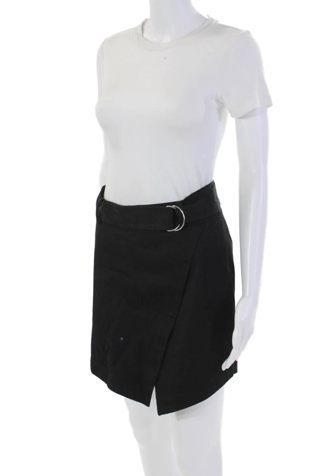 Frame Womens Cotton Belted Side Zipped Closure Layered Skort Black Size 0 - Image 2 of 4