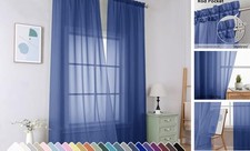 Sheer Curtains 96 Inches Long 2 Panels, 42"W x 96"L Pack of 2 Royal Blue