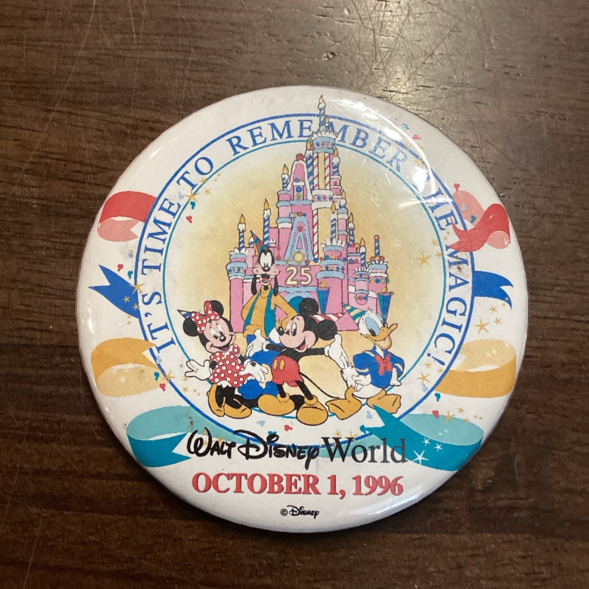 Vintage 1996 Walt Disney World 25th Anniversary Pins Set of 2
