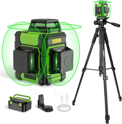 Self-Leveling 360° Laser Level with Tripod & Hard Case - Rechargeable!