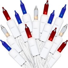 35 Count Patriotic String Lights Red White Blue Mini Bulbs 8.5 FT White Wire New