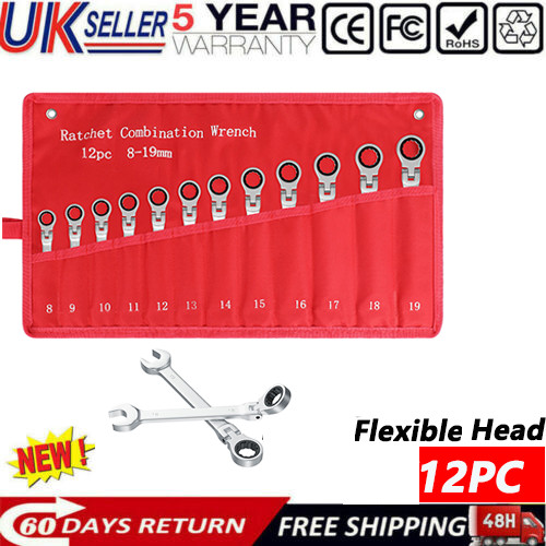 Ratchet Spanner Wrench Set 12 Metric Combination Ratcheting Spanners 8-19mm