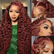 Lace Front Wigs Human Hair 30 Inch Reddish Brown Curly Wig Wias Density Deep