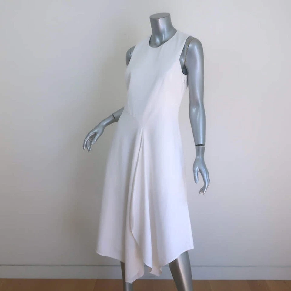 Vestido Stella McCartney Corte Espalda Asimétrico Midi Blanco Algodón Piqué Talla 42 Foto 4 de 4
