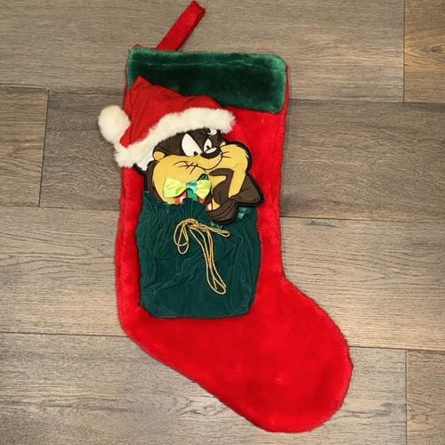 Vtg 1998 Looney Tunes Christmas Stocking TAZ Tasmanian Devil 3D Holiday - Picture 2 of 10