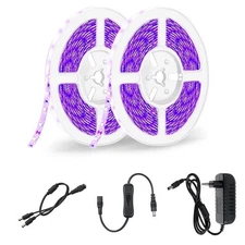 2 PCS 16.4FT LED UV Strip Light 12V Ultraviolet Flexible 600LEDs Fairy Light