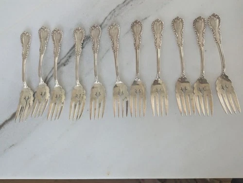 11 Reed & Barton Majestic 1894 Sterling Cake forks Monogrammed Estate 352 Grams