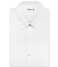 Van Heusen Mens Wrinkle Free Button Down Dress Shirt, white, 17.5X34-35 Neck