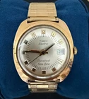 Vintage Timex Electric Dynabeat Time Zone Gold Tone 35mm Watch Parts Repair