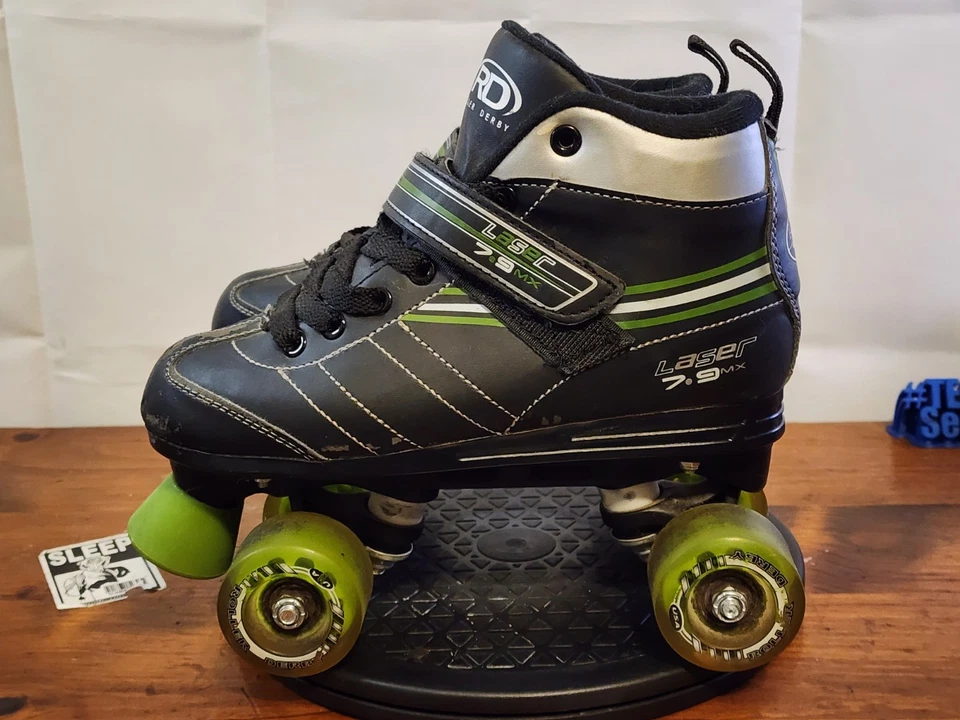 Patines Roller Derby para mujer talla 5 negros/verdes Foto 3 de 4