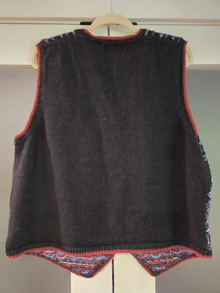 Colete suéter bordado vintage cardigã geométrico floral branco veado tamanho 20W - Imagem 2 de 4