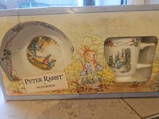 Image of WEDGWOOD PETER RABBIT – 2 PIECE CHRISTENING SET – BOWL & CUP – MADE IN ENGLAND