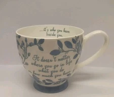 Portobello by Inspire Blue  Coffee Mug Cup Owls, Leaves, Acorns 16 Oz Bone China