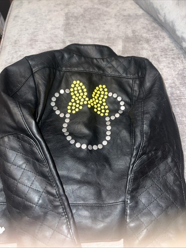 Disney Minnie Mouse Biker Jacket Girls Size 4 Faux Leather - Picture 3 of 8