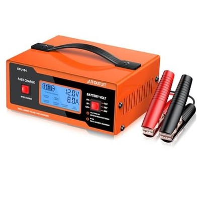  8V Car Battery Charger, 0-14A Fully Automatic 6/8/12/14/16/2 Lead-Acid orange