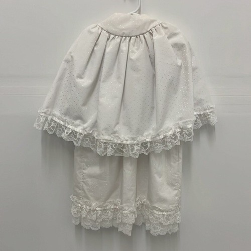 Vintage 3 Month White Baptism Christening 3-Piece Dress Cape Bonnet Sweet Lace - Foto 10 di 12