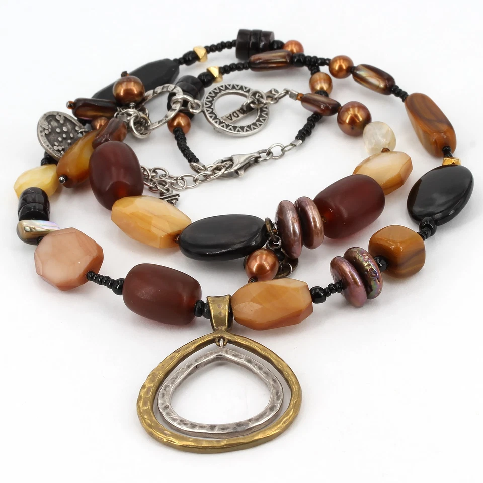 Juego de aretes collar con cuentas con concha de perlas de metal mezclado Silpada retirado N1787 B1776 Foto 2 de 4