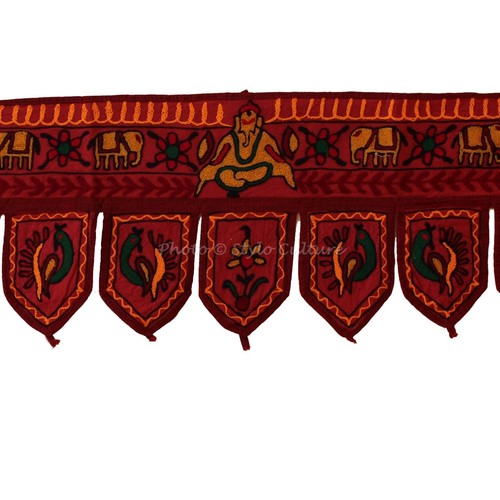 36" Cotton Handmade Door Hanging Toran Vintage Embroidered Patchwork Topper - Picture 52 of 54