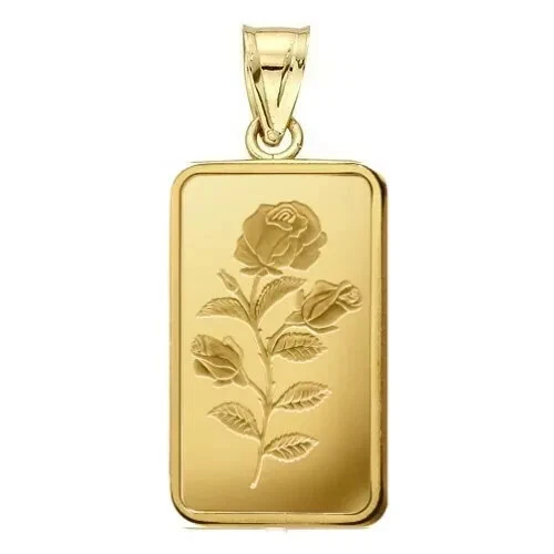 Colgante de barra de rosas Pamp Suisse .999 de 5,0 gramos enchapado en oro amarillo de 14 k Foto 2 de 4