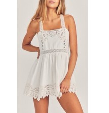 LoveShackFancy Tariah Pinafore White Lace Mini Dress - Size US 10 - NWT - $495