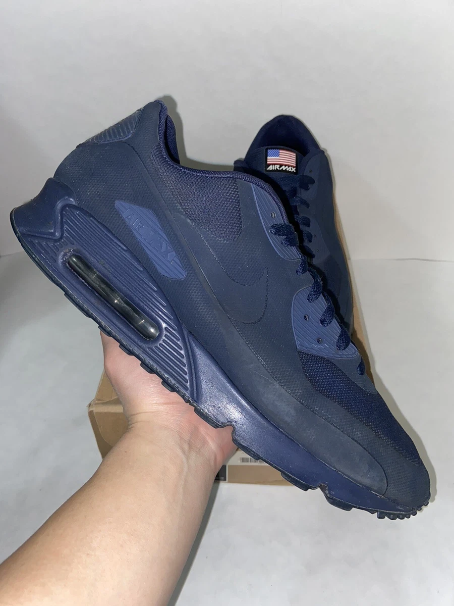 Size 13 Nike Air Max 90 Hyperfuse QS Independence Day Navy Blue | Off White |