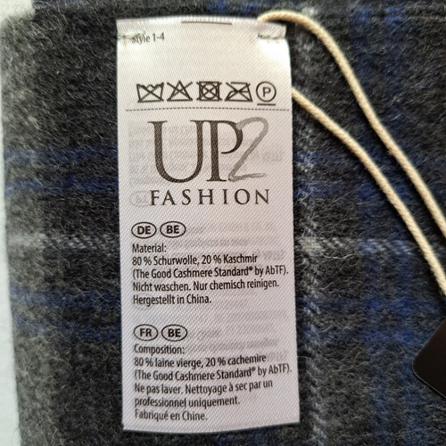 UP2FASHION Herren Winter Schal 180x32 cm Wolle 80%, Kaschmir 20% d.grau kariert - Bild 9 von 10