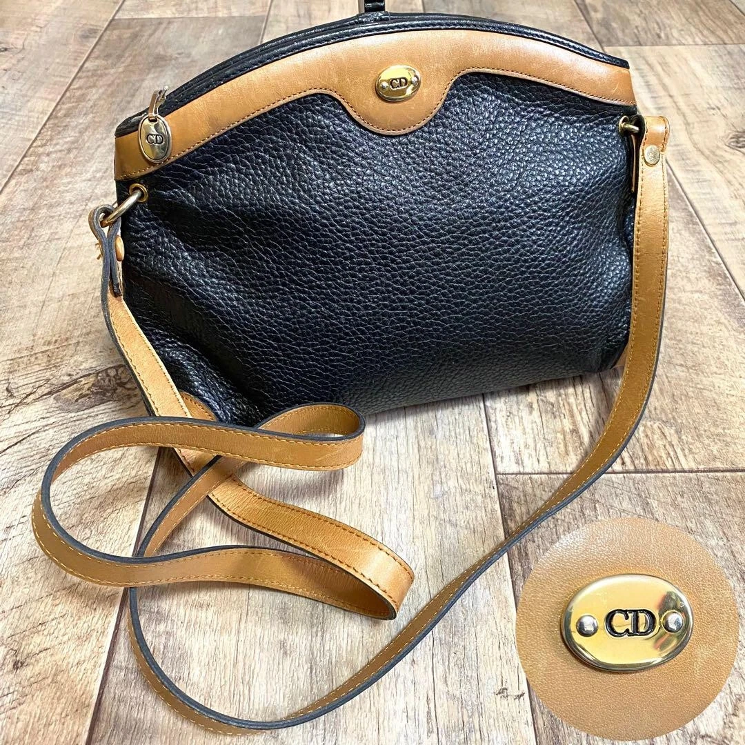 Mini sac bandoulière Christian Dior support CD cuir noir diagonale body bag occasion