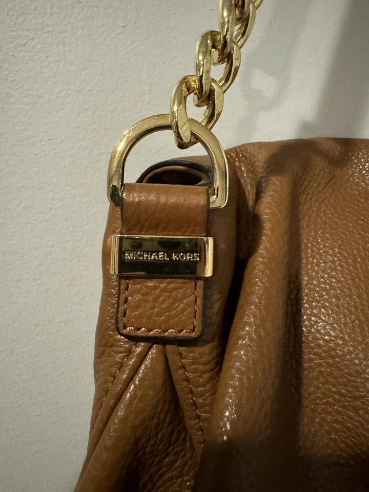 Michael Kors Brown Leather Handbag Bedford Flap Pebbled Leather - Image 4 of 4