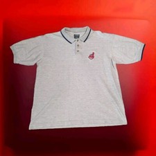 Vintage 90s CLEVELAND INDIANS Men  s Size XXL Short Sleeve Polo Shirt Chief Wahoo