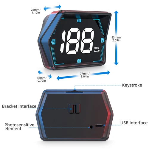Universal Digital GPS Speedometer Car HUD Head Up Display MPH/KM Overspeed Alarm - Picture 19 of 20