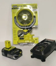 RYOBI PCF02 Kit ONE+ 18V CORDLESS 4" PORTABLE  FAN  BATTERY +  1 HOUR CHARGER