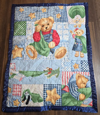 Baby Quilt Blanket Comforter Wall Hanging Teddy Beddy Bear Vintage 32x42"
