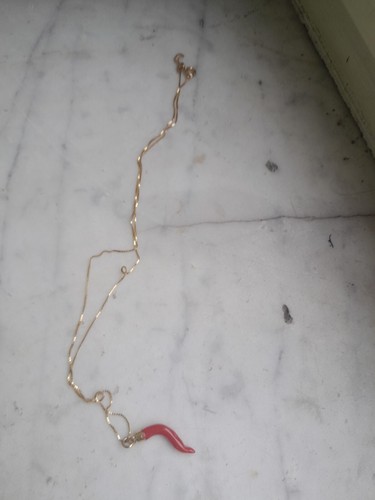 COLLANA + AMULETO CORNO DI CORALLO ROSSO DELLA SARDEGNA SU ARGENTO,925 - Foto 13 di 13