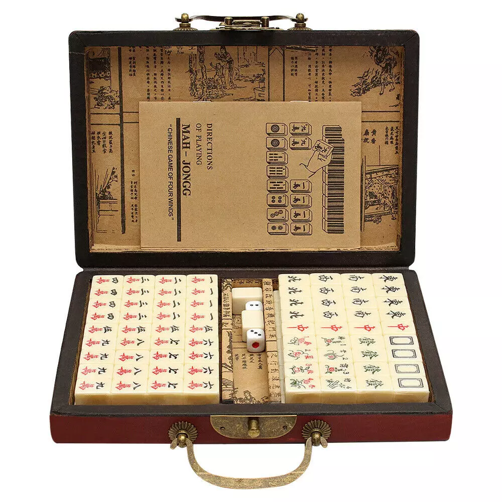 Classic Chinese Mahjong Game Set - White - with 144 Small Size
