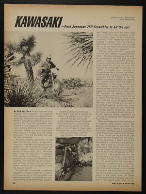 Kawasaki 250 Scrambler Dirt Bike Motorcycle Vintage Print Article 1968