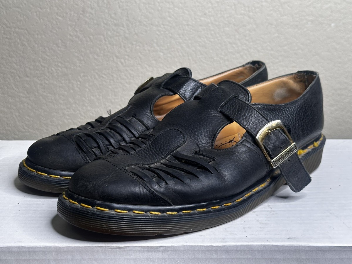 Dr Marten 3989 YELLOW STITCH SMOOTH LEATHER BROGUE SHOES Mens Size