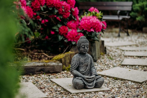 Feng-Shui Buddha Statue Steinfigur 50 cm 26 kg Mehrfarbig Beton frostsicher - Bild 9 von 11