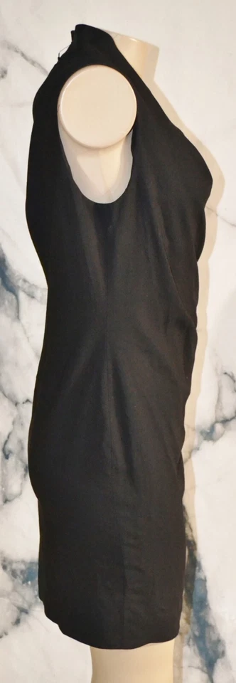 HALSTON HERITAGE NEW NWT Black Draped Sleeveless Dress 8 Lightweight Wool Blend - Image 4 of 4