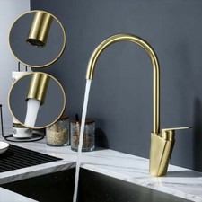 Brass Kitchen Swivel Faucet Brushed Gold Faucet Hot Cold Water Kitchen Tap Mixer