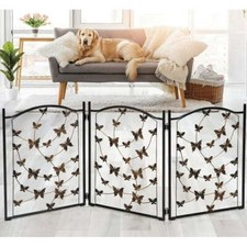 Freestanding Metal Folding Pet Gate Dog Cat Fold Enclosure Gate Butterfly Fence