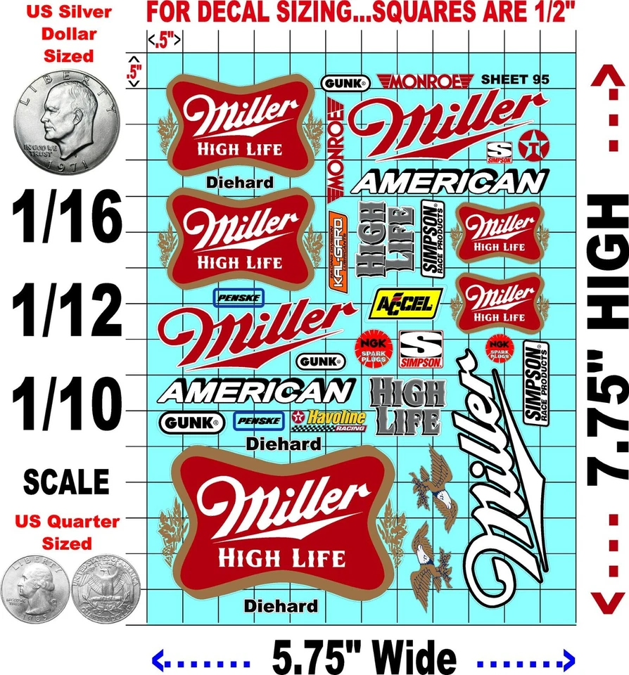 CLEAR VINYL RACING Sticker Racing SHEET 95-R/C MODEL Die-cut -Decals 1/12-1/10 - Image 2 of 4