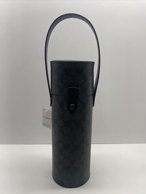 Coach C1504 Black Charcoal Signature C Coated Canvas Wine Bottle