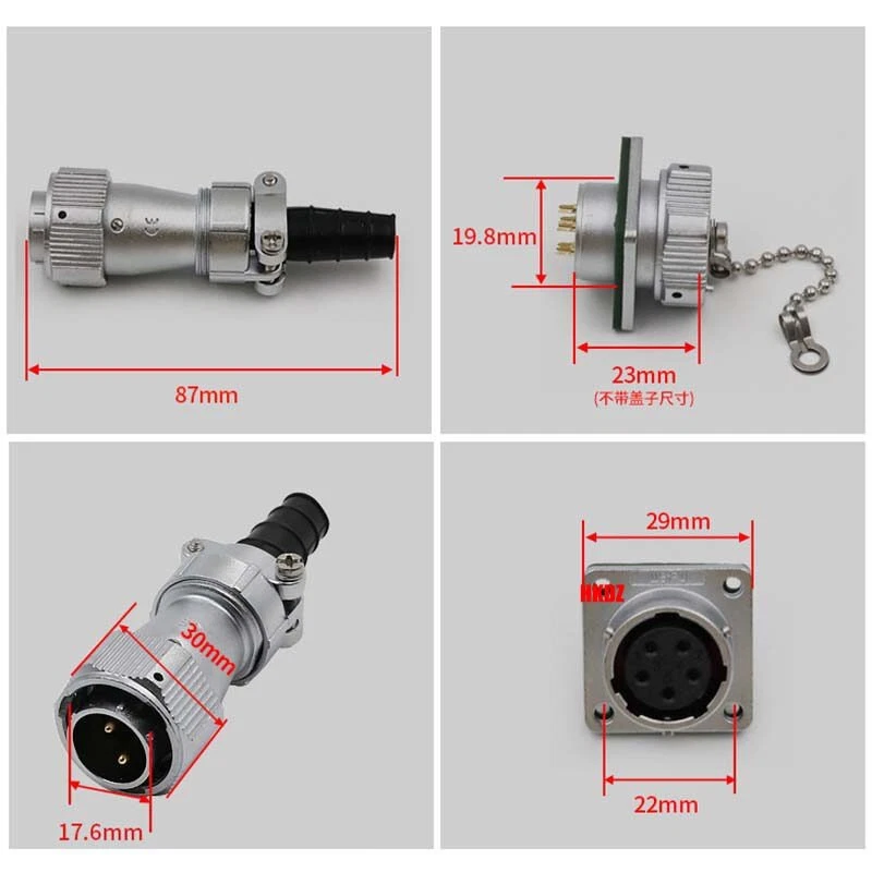 WY20 TI+Z Waterproof Aviation Plugs Flange Sockets 2 3 4~15 Pins Cable Connector - Image 2 of 4