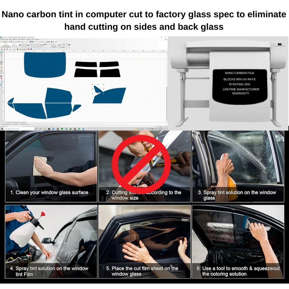 Kit de tinte precortado nano película de carbono para ventanas delanteras Ford Ranger 2017-2023 Foto 4 de 4