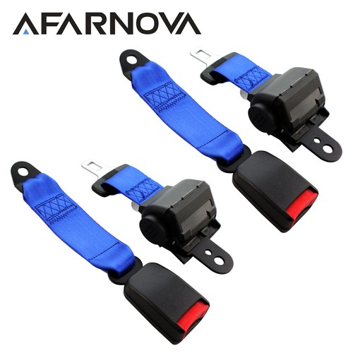 2X Retractable Seat Belt 2 Point Fixed Harness Seatbelt Blue Fit H2 eBay